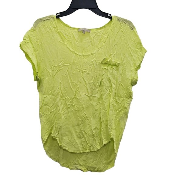 Joan Vass‎ Studio Women's Bright Neon Lime Boxy Hi-Low Modal Blend Top Size M - Picture 1 of 7